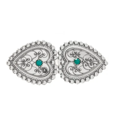 Hårpynt nr. 40 oksydert med grønn stein