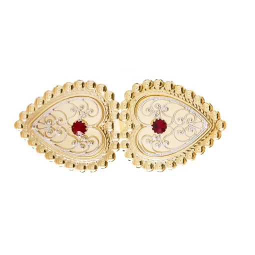 Hårpynt nr. 40 lys forgylt med rød stein