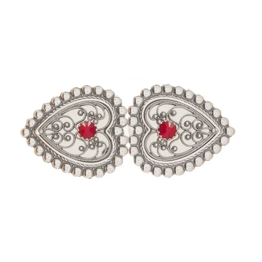 Hårpynt nr. 39 oksydert med rød sten