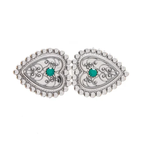 Hårpynt nr. 39 oksydert med grønn stein