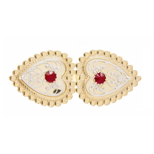 Hårpynt nr. 39 lys forgylt med rød sten