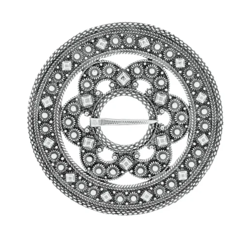 Slangesølje i oksidert sølv til Beltestakk og Øst- og Vest-Telemarksbunad, 6,3 cm, Vossasylv 116100