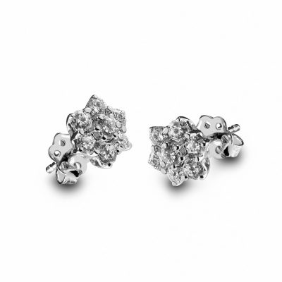 Øredobber i hvitt gull, Rosett med diamant 0,50 ct - 6,5 mm