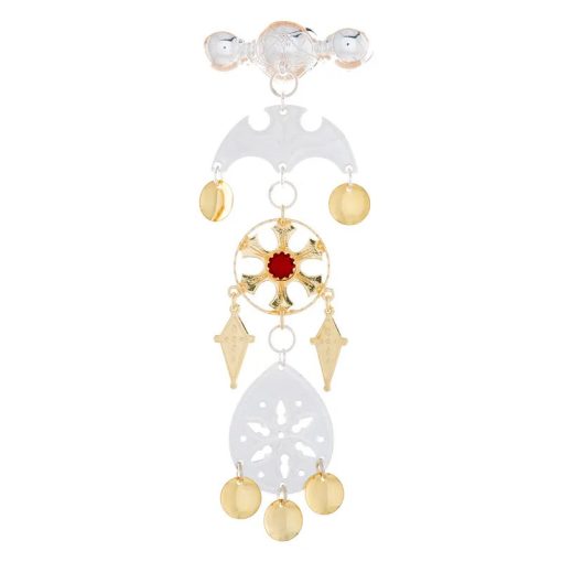 Halsnål nr. 83 lys forgylt med røde steiner