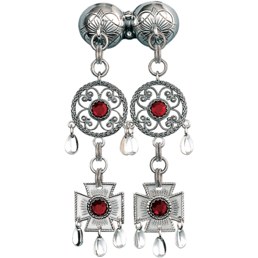 Halsnål nr. 13 oksydert med rød stein