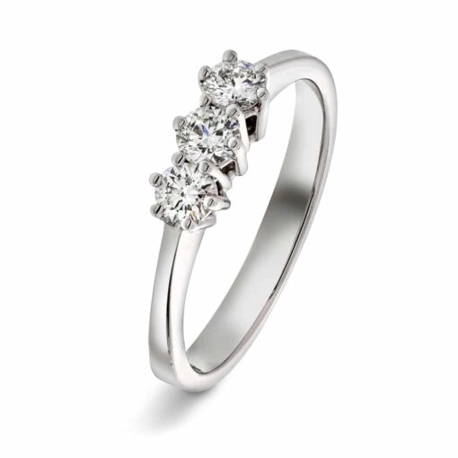 Hvitt Gull Ring 3-stens 0,45 TWSI 3 br