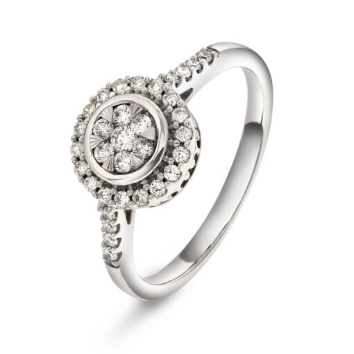Rosettring i hvitt gull, Diamant 0.33ct (WSI)