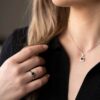 Rosettting i hvitt gull, Røkkvarts og Diamant 0.08ct (WSI) - Bilde 2