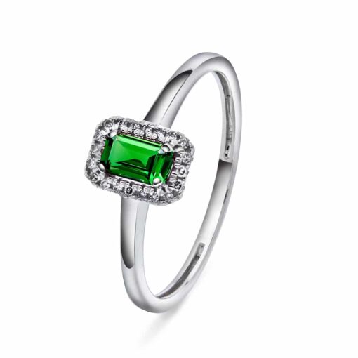WG Ring med Smaragd og diamanter