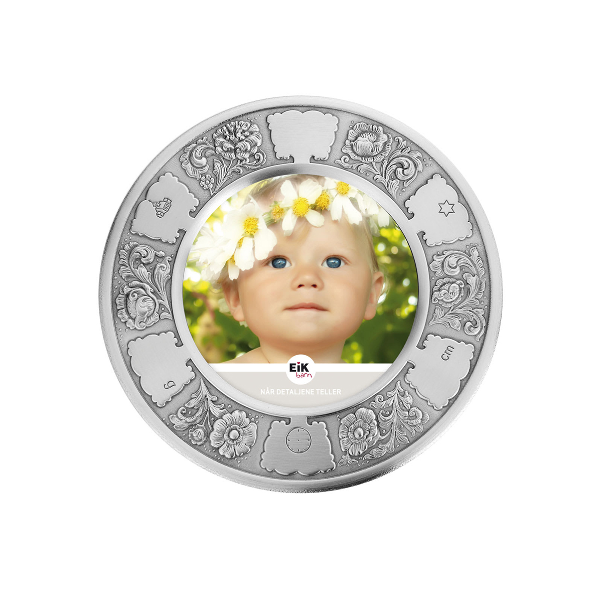 EIK Barn - Blomster Dåpsramme i tinn