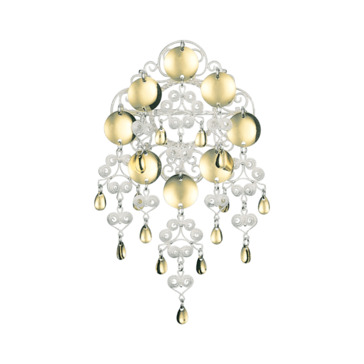 Skålsølje til Nordlandsbunad med heng, 6 cm bred og 11 cm lang, Sylvsmidja 149500