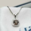 Smykke i hvitt gull, Røkkvarts og Diamant 0.07ct (WSI) - Bilde 2