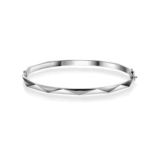 Fasett Armring i hvitt gull