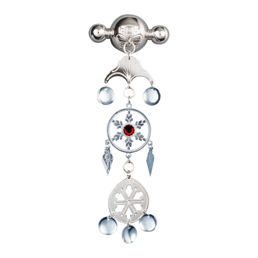 Halsnål nr. 92 Sunnmørsknappen oksydert med rød stein