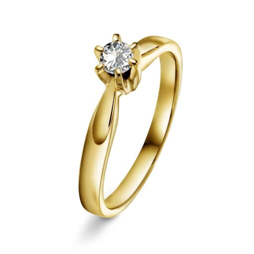 Capella ring i gult gull, Diamant 0.20ct (WSI)