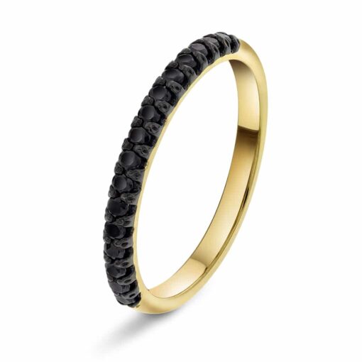 Rekkering i gull med sorte diamanter 0.27ct