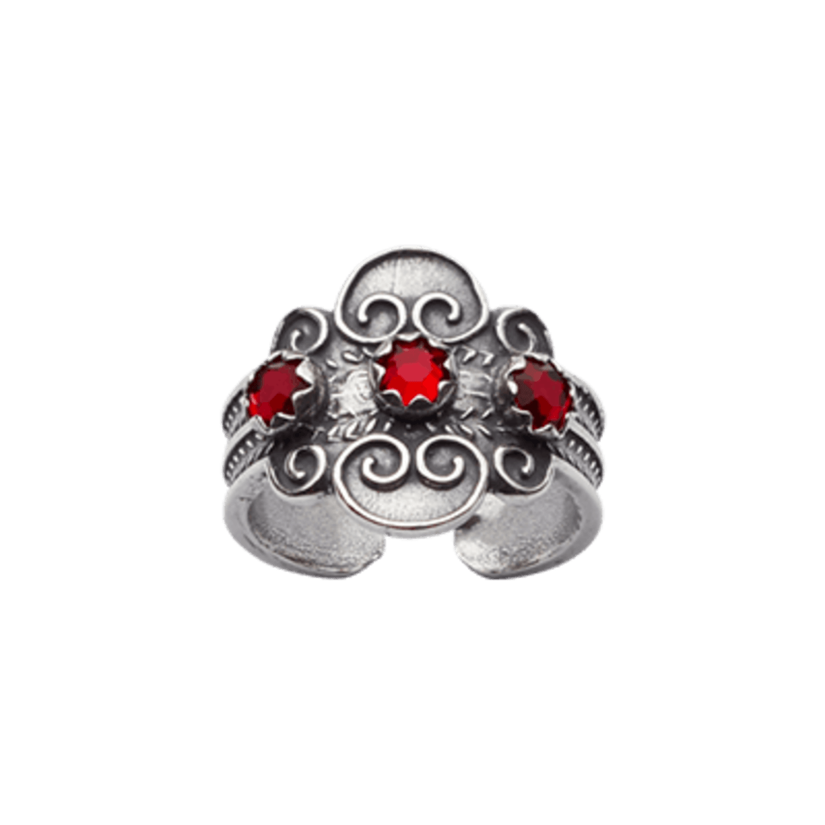 Bunadring nr. 5 oksydert med røde stener