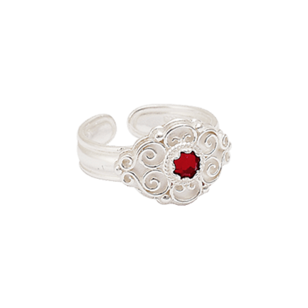 Bunadring nr. 4 lys med rød sten