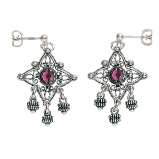 Ørepynt nr. 24 oksydert med lilla stein