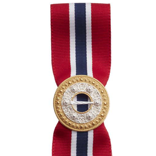 17.mai-sløyfepin 2-i-1, kvit/forgylt