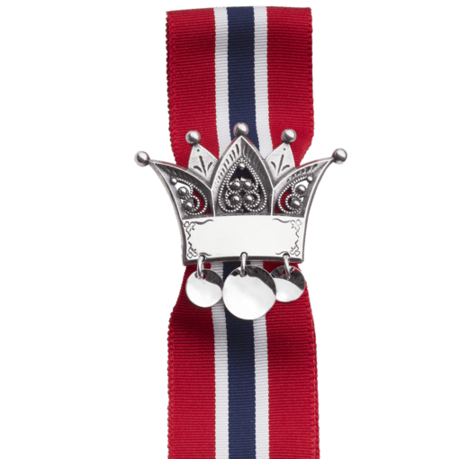 17.mai-sløyfepin 2-i-1 med graveringsfelt, oksidert