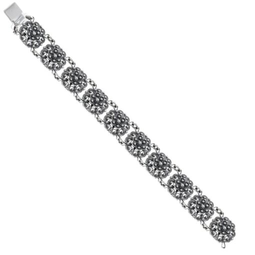 Filigran armband, dobbel rose, oksidert
