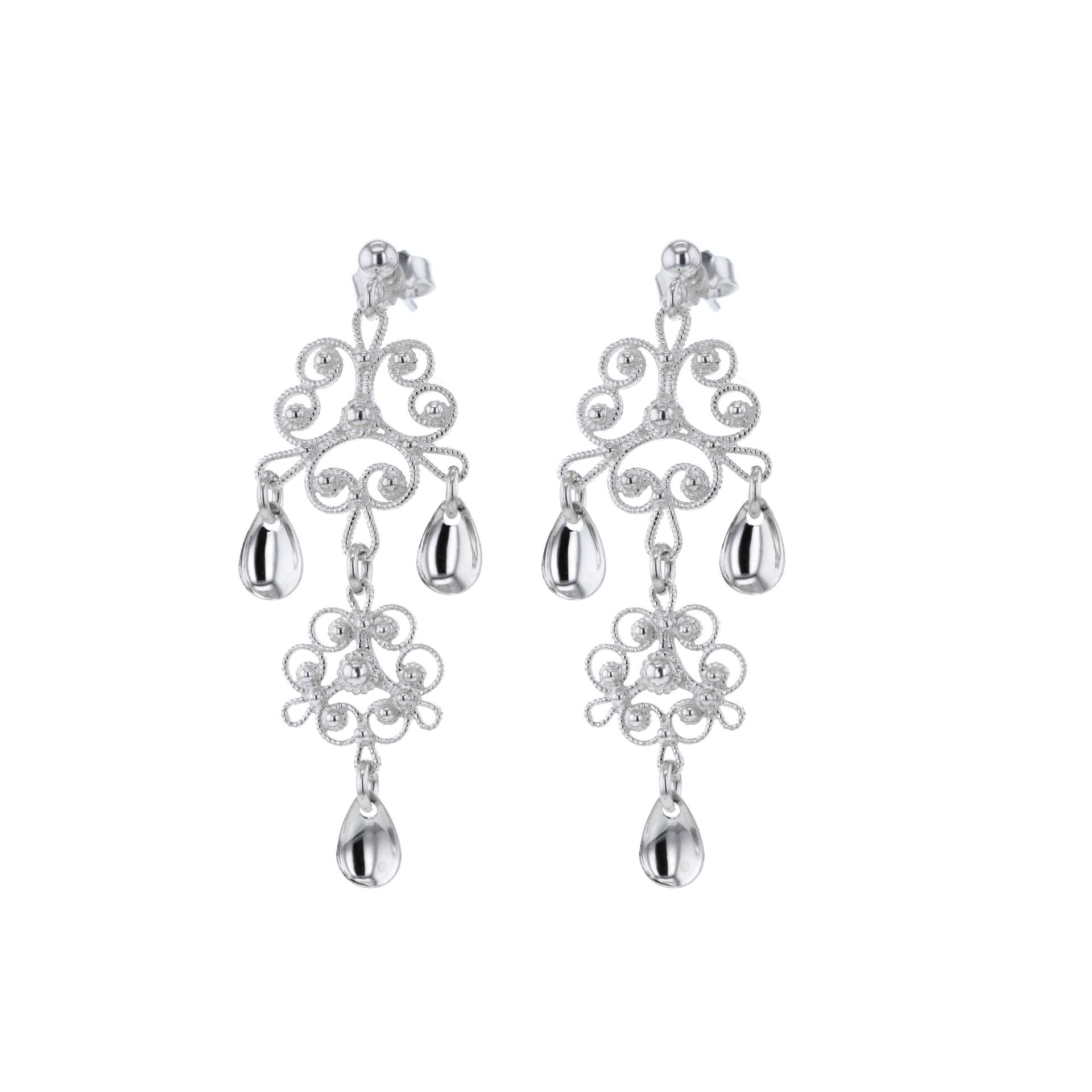 Øredobber til Vest-Agderbunad i lyst sølv fra Hasla modell 3057SS