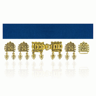 Bunadbelte blått komplett med g.forgylt sølv