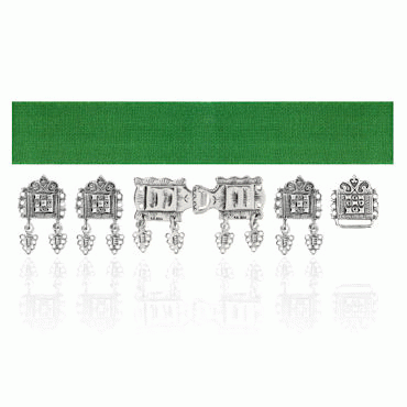 Bunadbelte gressgrønn komplett med oksydert sølv