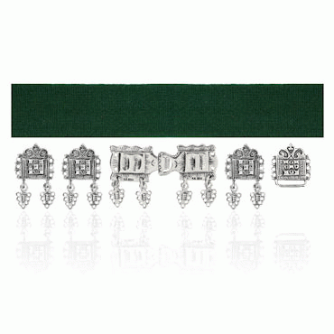 Bunadbelte mørkegrønn komplett med oksydert sølv