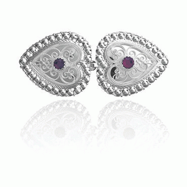 Hekter nr. 6 liten med rød sten lys