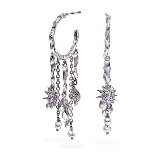 Boho øredobber i sølv med perle