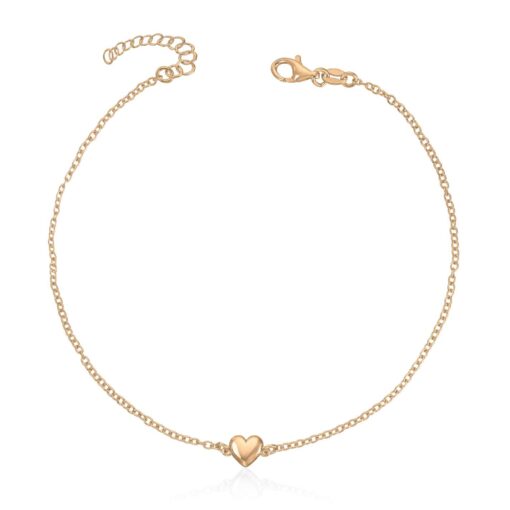 Ankel lenke med hjerte i forgylt sølv 925