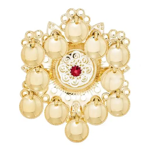 Glibbsølje nr. 15, forgylt med rød stein