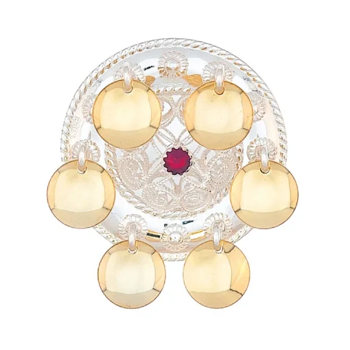 Hårpynt nr. 70 lys forgylt med rød stein