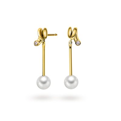Øredobber i gull med diamant 0,04 WSI