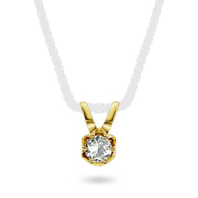 Tulipan anheng i gult gull med diamant 0,20 ct twsi
