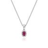 Anheng i hvitt gull, Rosett rubin og diamant 0,034 ct