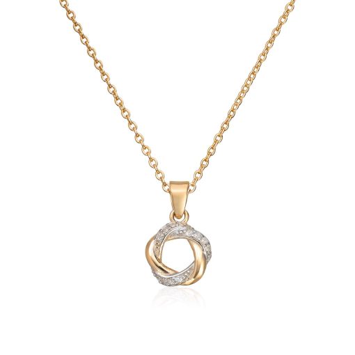 Anheng i gull, To-farget Sirkel med zirkonia - 9,9 mm