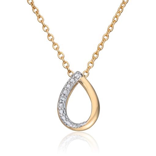 Anheng i gull, Dråpeformet med Diamant - H: 10,1 mm