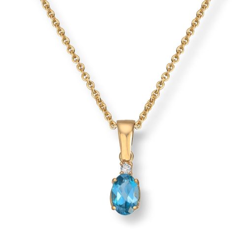 Anheng i gull, Topas og Zirkonia - H:8 mm