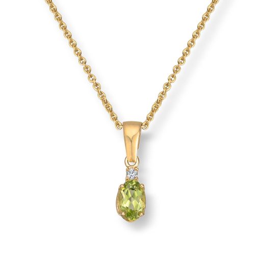 Anheng i gull, Peridot og Zirkonia - H: 8 mm