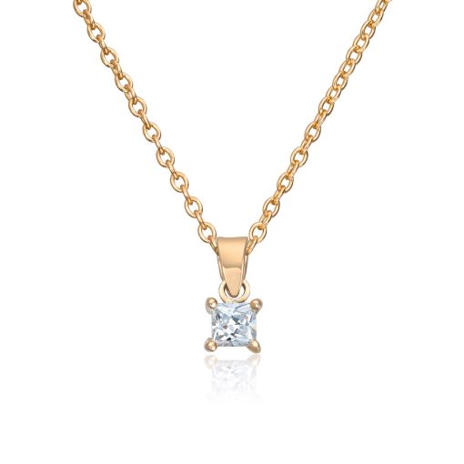 Anheng i gull, Princess cut Zirkonia - 5,2 mm