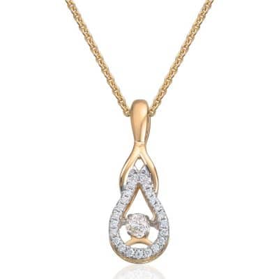 "Dancing diamond" Anheng 0,18ct WSI i gult gull