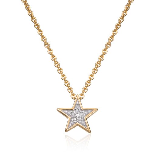 Anheng i gull, Stjerne med rhodinerte detaljer, Diamanter