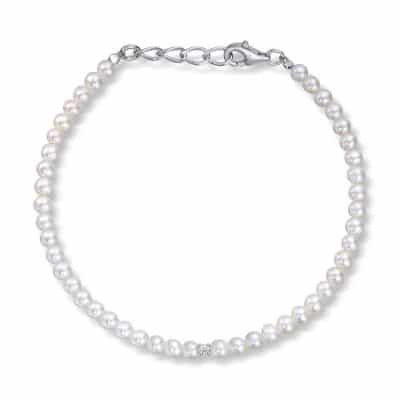 Armbånd med ferskvannsperler og blank cirkonia