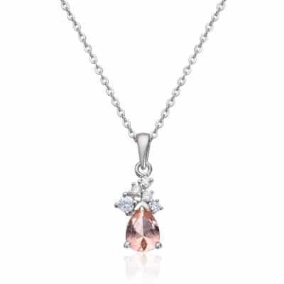 Anheng Rosa Cz i rhodinert sølv
