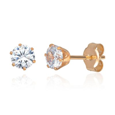 Øredobber i gull, Studs med Zirkonia - 4,5 mm