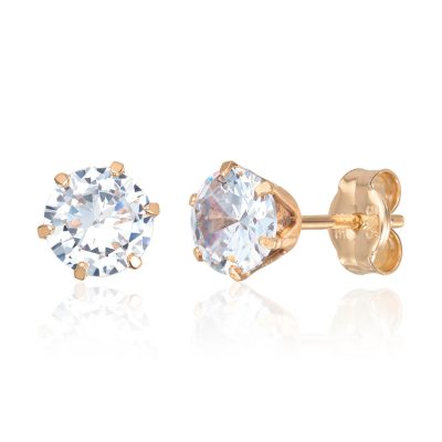 Øredobber i gull, Studs med Zirkonia - 5,5 mm