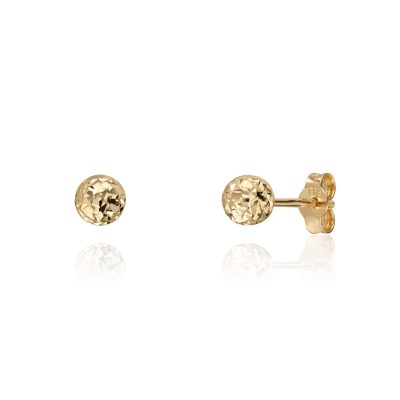 Øredobber i gull, Studs i kuleform med strukturert overflate, Str. XS - 4 mm